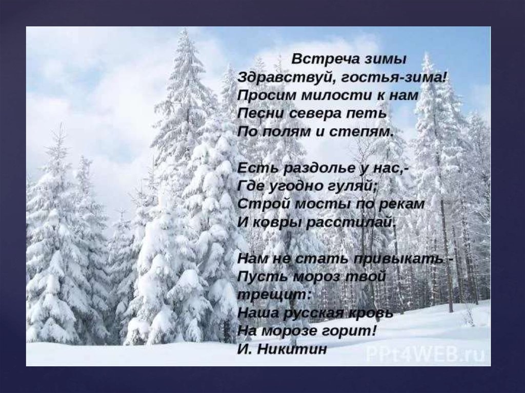 Стихотворения никитина зима. Здравствуй гостья зима стихотворение Никитин. Стихи про зиму. Автор стиха Здравствуй гостья зима.