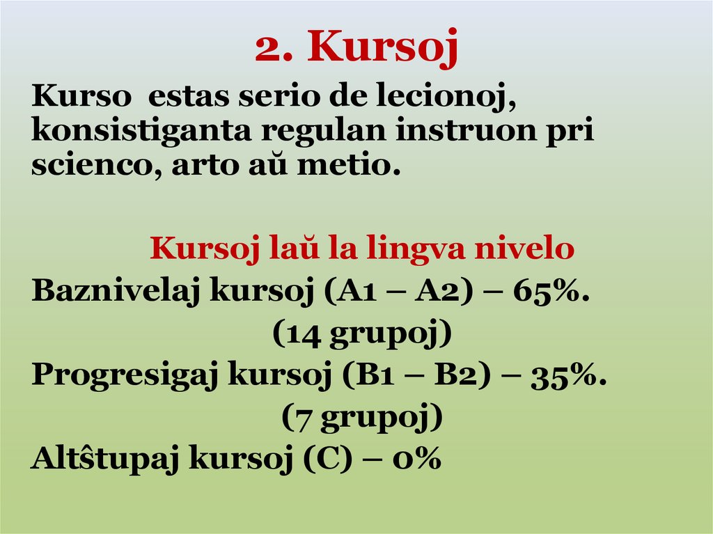 2. Kursoj