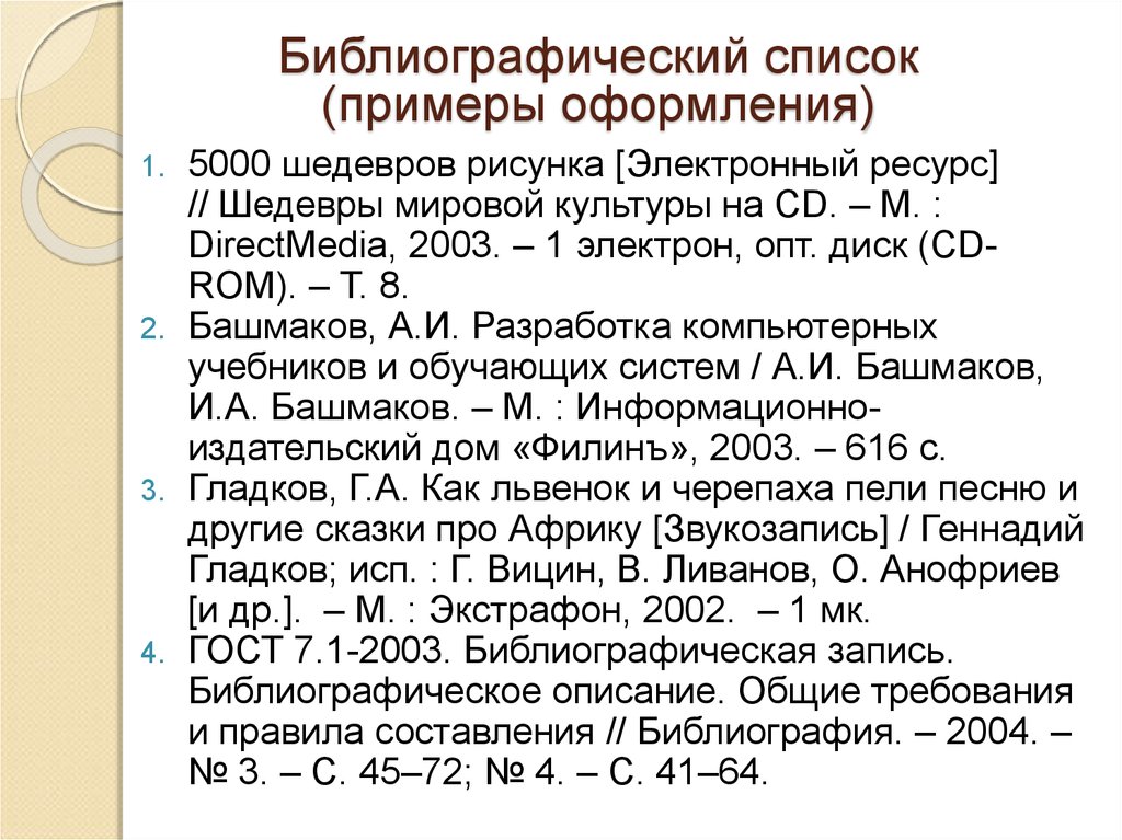 1 электронный ресурс. Библиографический список. Библиографический список образец. Оформление библиографического списка. Библиография примеры оформления.