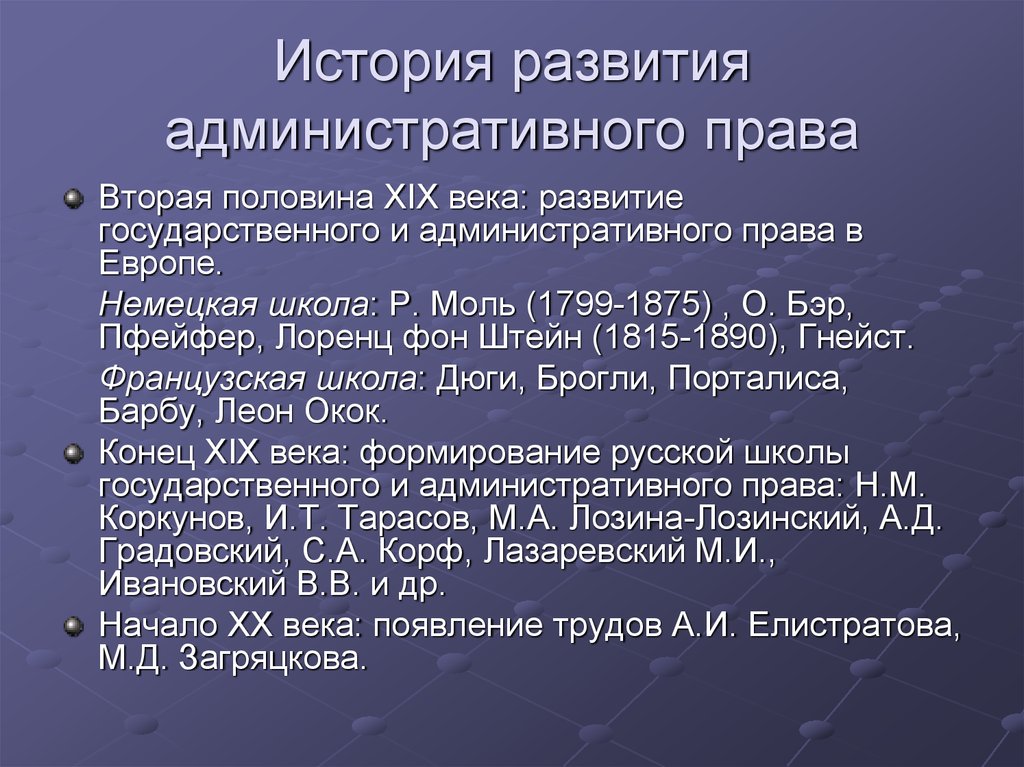 Административные науки. История развития административного права. Основные этапы развития административного права России. История науки административного права. История развития науки административного права.