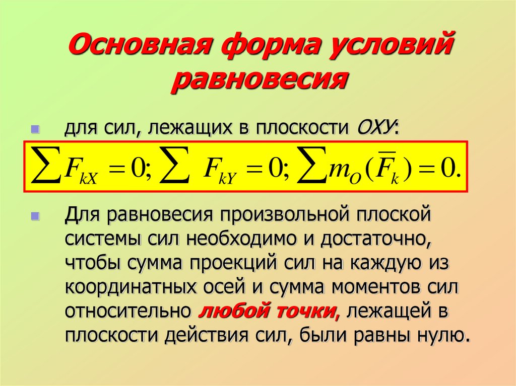 Форма условия