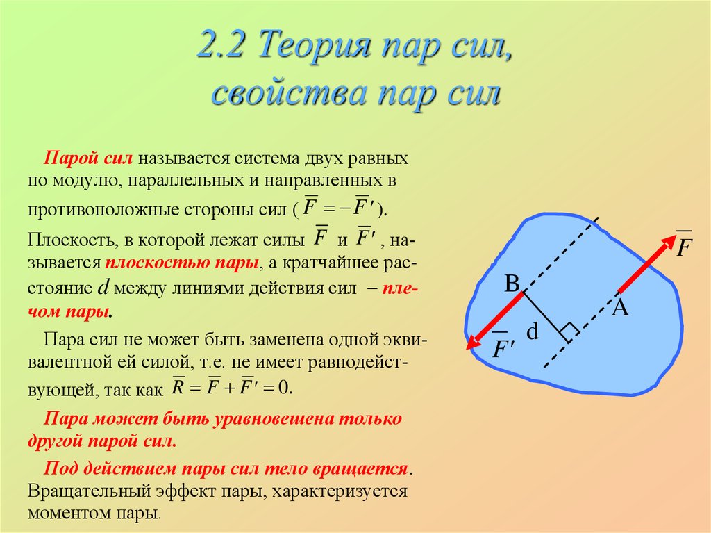 Свойства силы. Формула момента пары сил теоретическая механика. Теория пары сил. Момент пары сил в пространстве. Система пара сил.