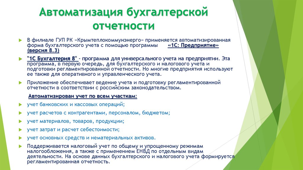 Курсовая работа по теме Автоматизация бухгалтерской (финансовой) отчетности