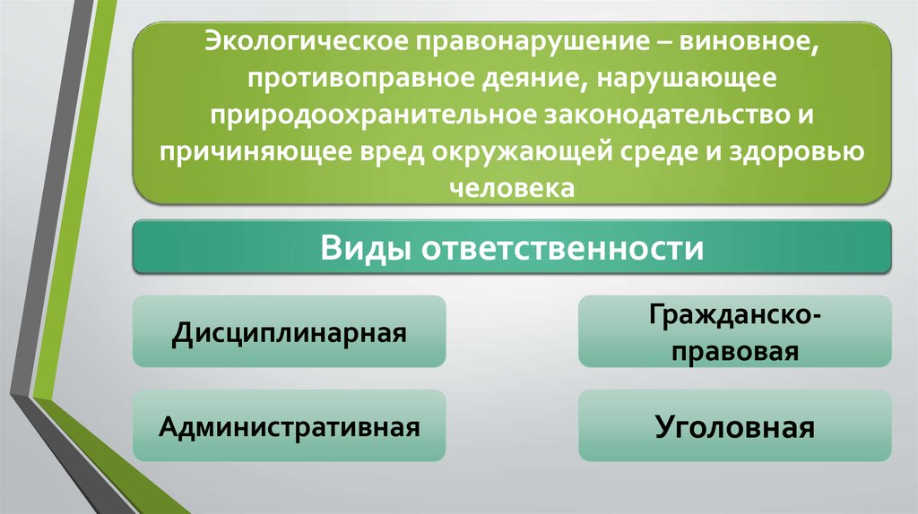 Схема юридической ответственности за экологические правонарушения по видам природных объектов