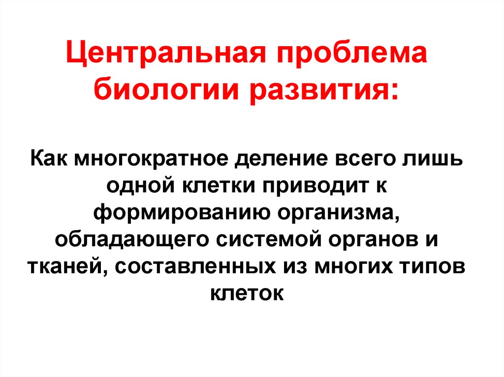 Центральная проблема. Биологические проблемы. Проблемы биологии. Многократное деление.