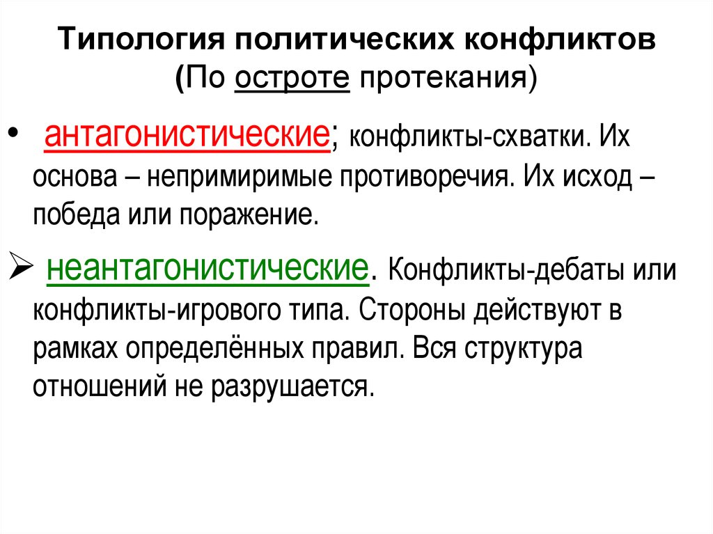 Особенности политических конфликтов презентация