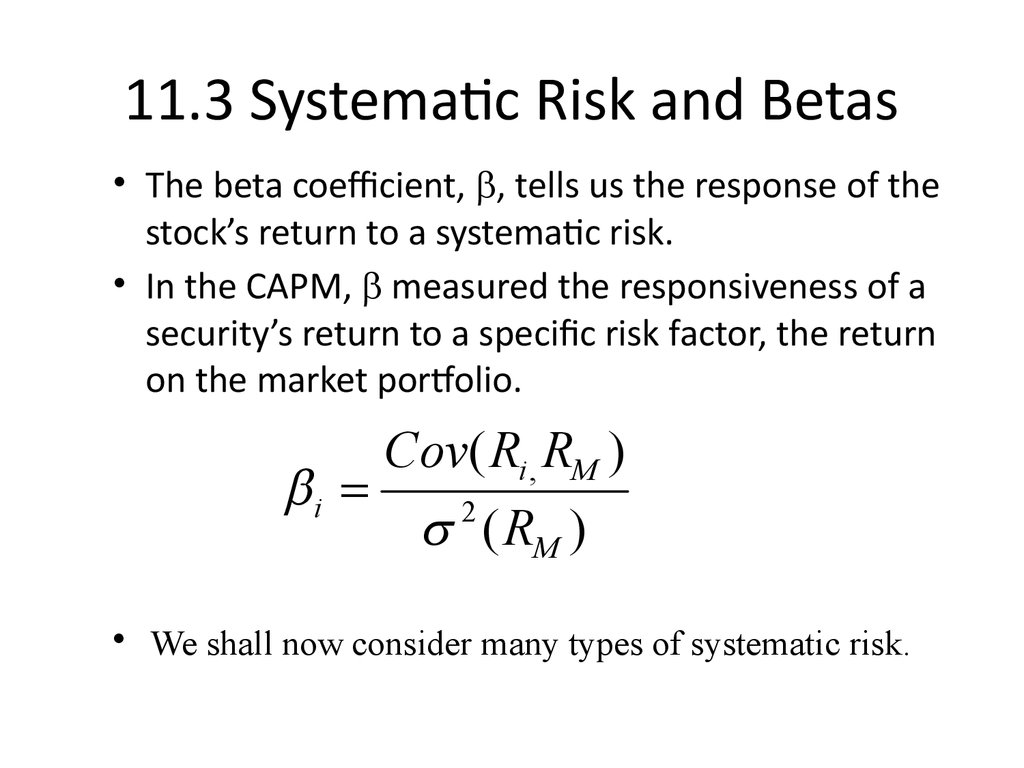 11.3 Systematic Risk and Betas