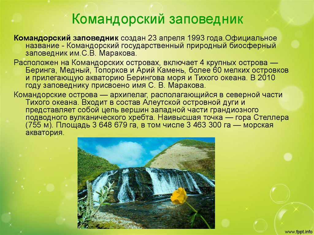 Докажите что природные. Командорский заповедник презентация. Командорский государственный природный биосферный заповедник. Командорский заповедник географическое положение. Командорский заповедник основные объекты охраны.
