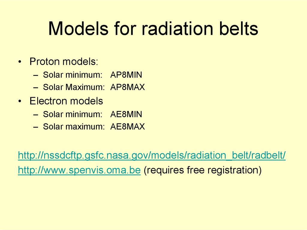 Models for radiation belts
