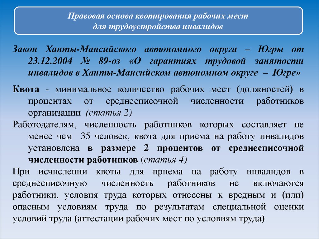 Условия труда инвалидов презентация