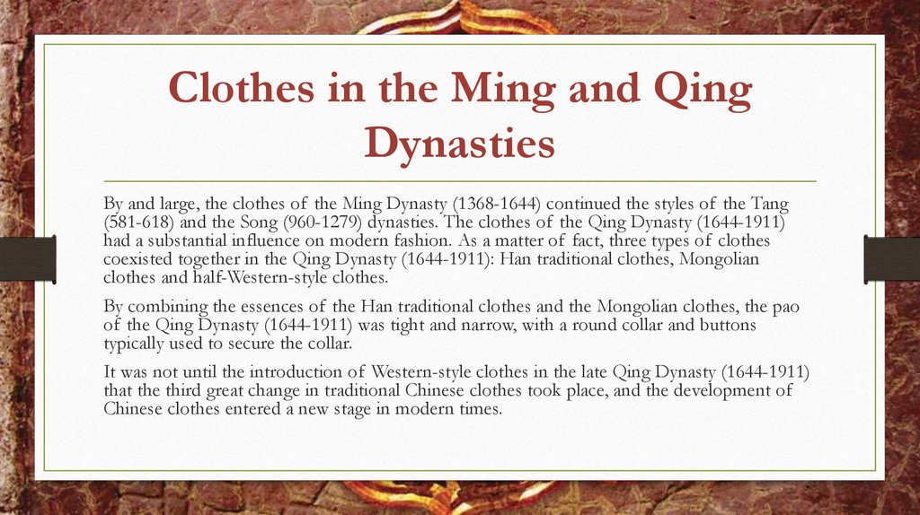 Clothes in the Ming and Qing Dynasties