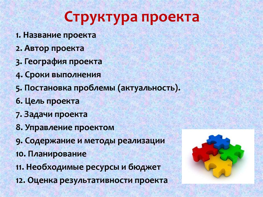 Структура проекта в 10 классе