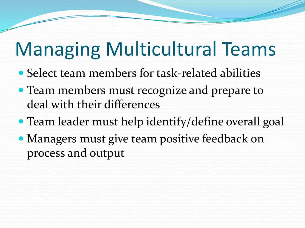 Managing Multicultural Teams