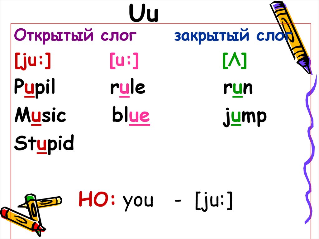 Чтение буквы u в английском