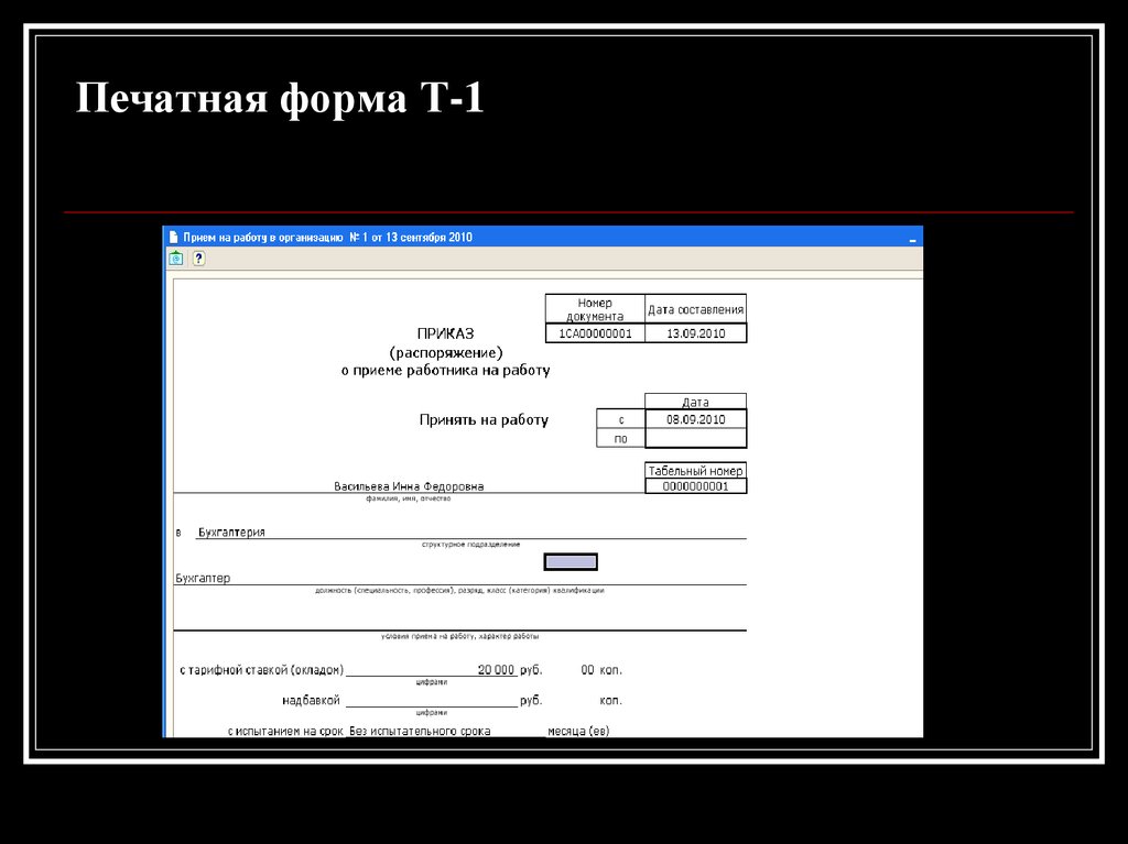 Печатная форма Т-1