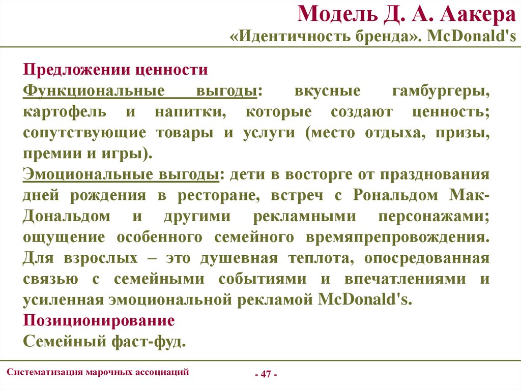 Предлагаемая ценность. Идентичность бренда по Аакеру. Модель Аакера бренд. Модель идентичности бренда Аакер. Ценностное предложение макдональдс.