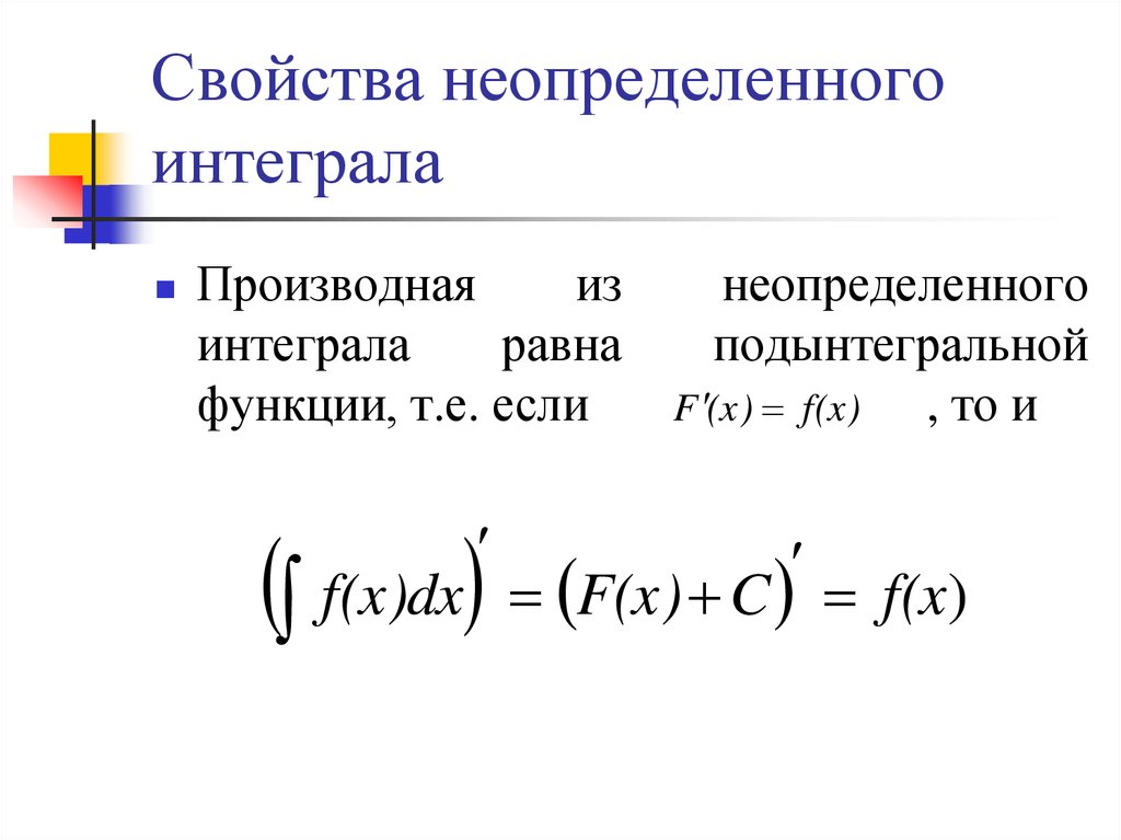 Дифференциал от неопределенного интеграла. Свойства неопределенного интеграла. Свойства не определённого интеграла. Первообразная и неопределенный интеграл. Основные свойства неопределенного интеграла.