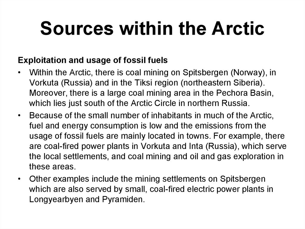 Sources within the Arctic