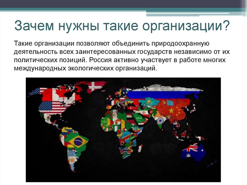 Организована почему. Международные организации презентация. Зачем нужны международные организации. Международные природоохранительные организации. «Россия в международных природоохранных конвенциях и соглашениях»..