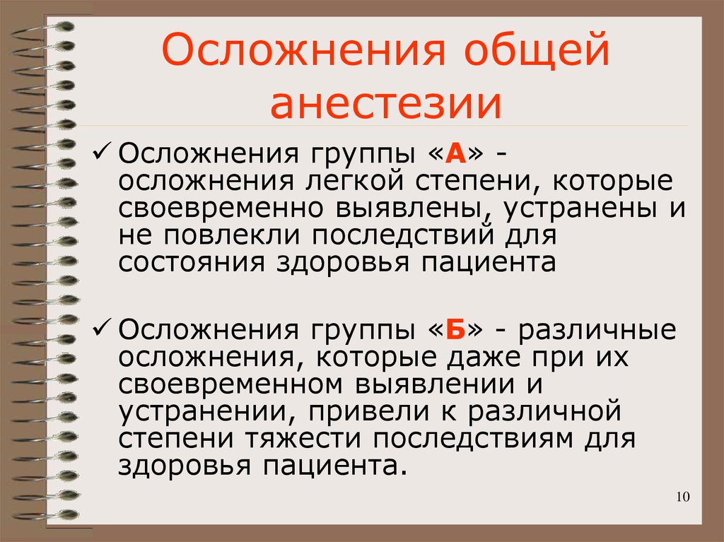 Осложнения анестезии