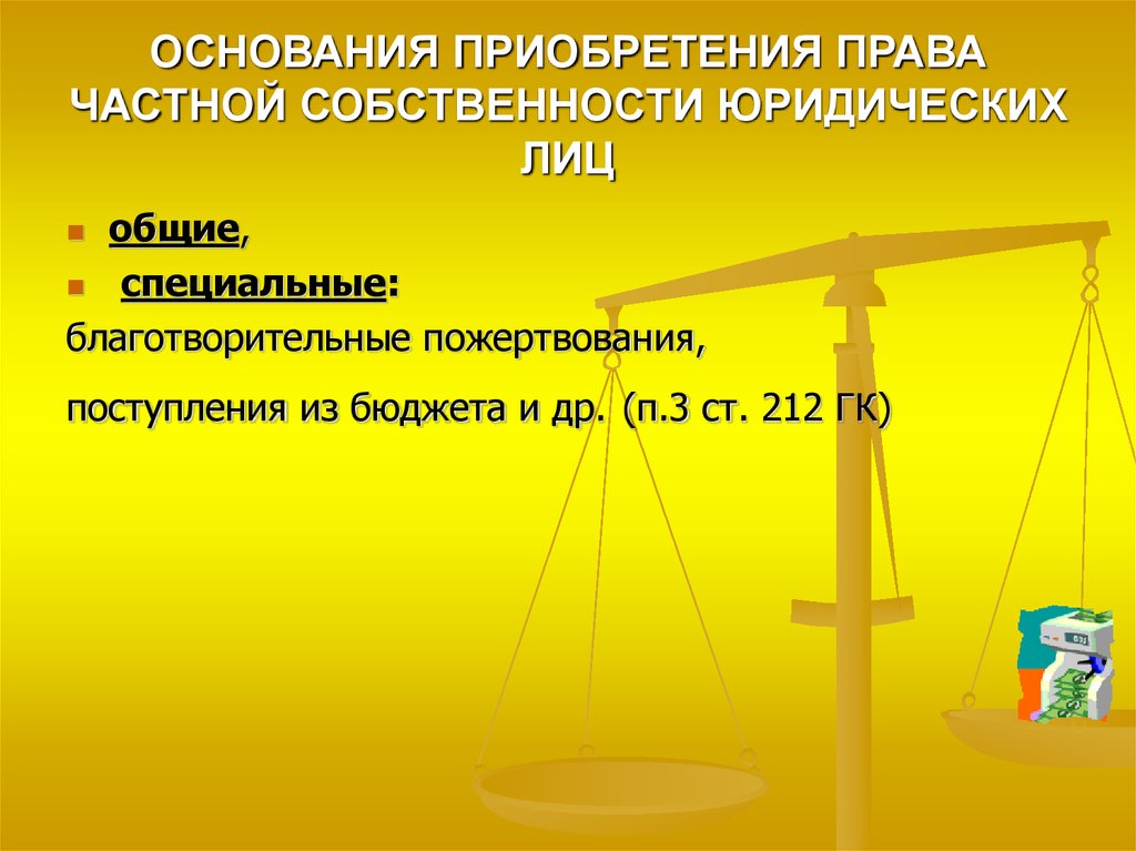 Право индивидуальной собственности. Основания приобретения права собственности. Основания приобретения права частной собственности. Право собственности юридических лиц. Основания приобретения права собственности юридических лиц.