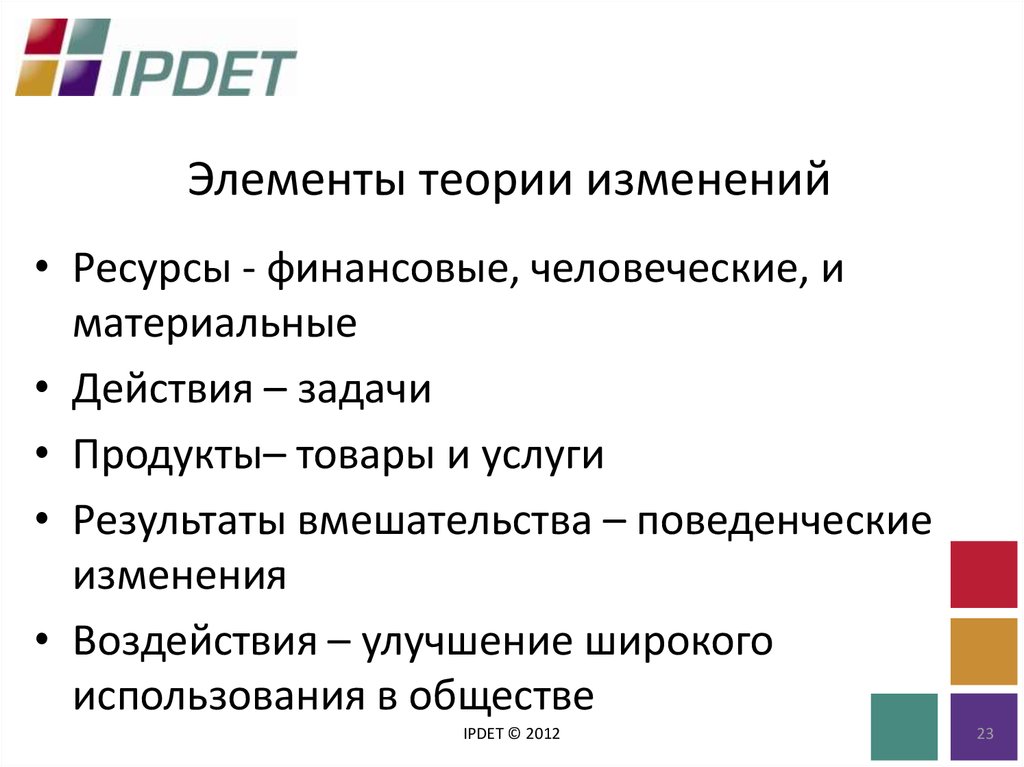 Компоненты теории. Элементы теории изменений. Компоненты теории изменений. Этапы теории изменений. Парадоксальная теория изменений.