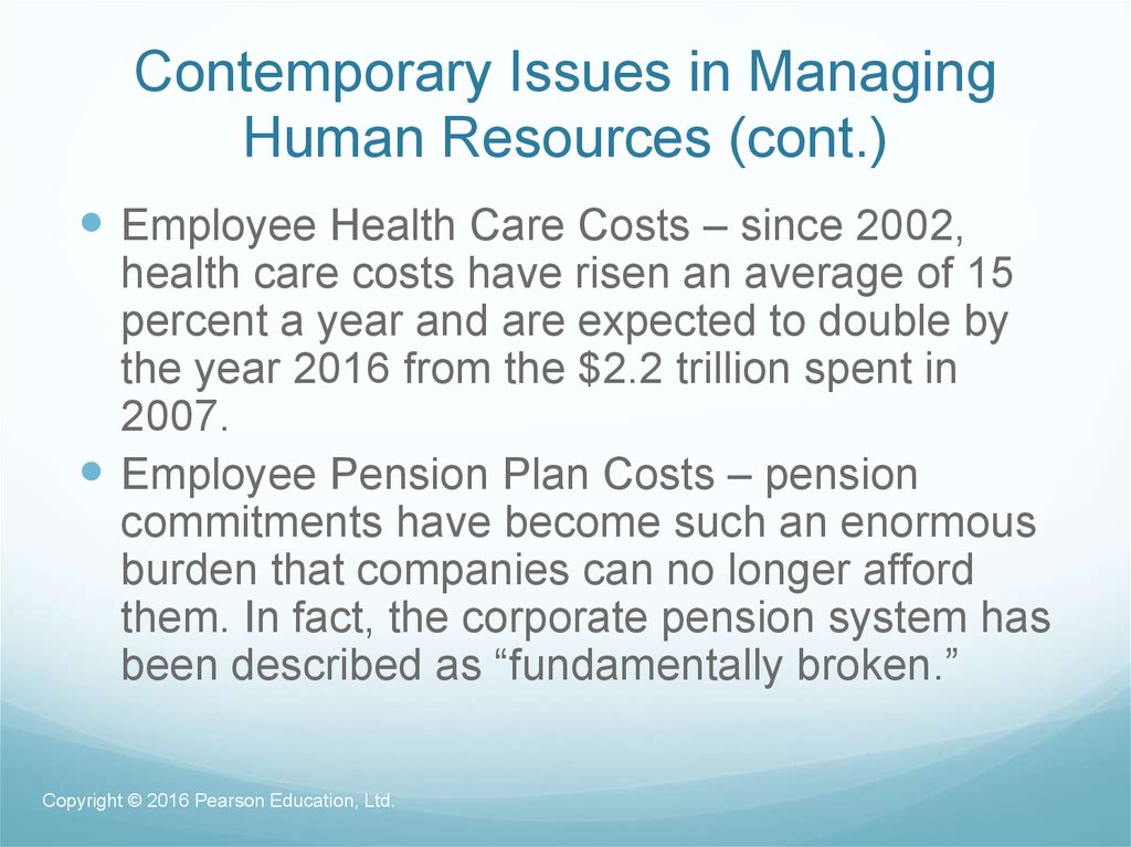 Contemporary Issues in Managing Human Resources (cont.)