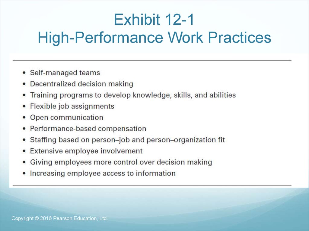 Exhibit 12-1 High-Performance Work Practices