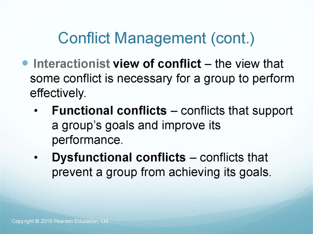 Conflict Management (cont.)