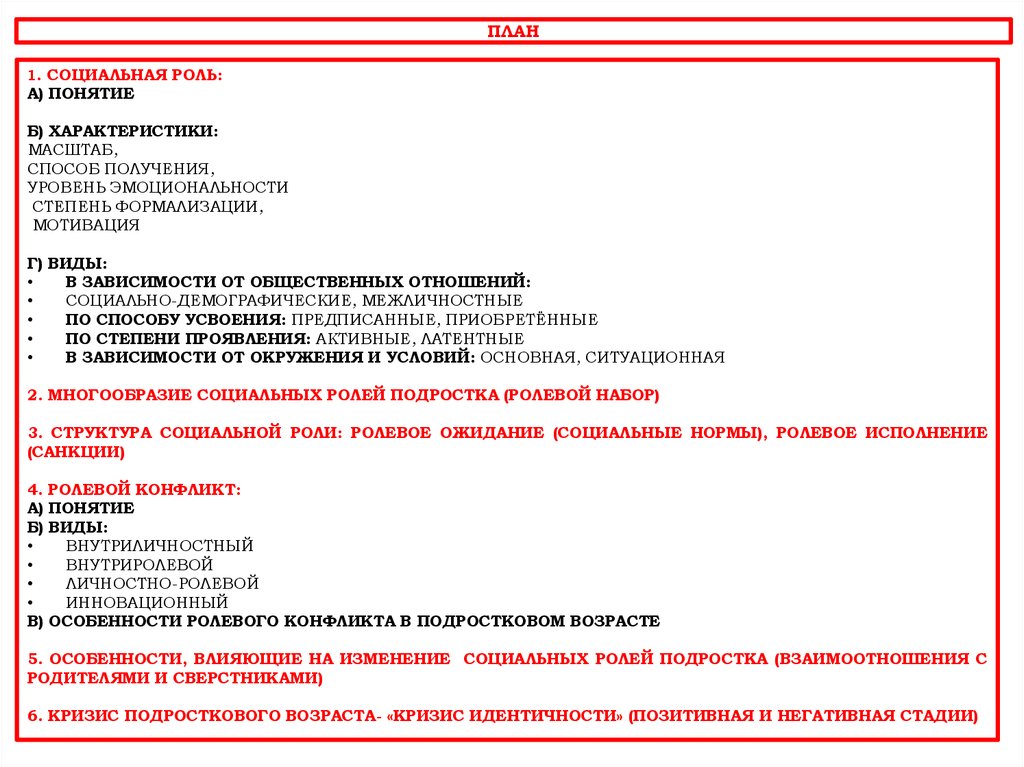 Реферат: Мои социальные роли и ролевые конфликты