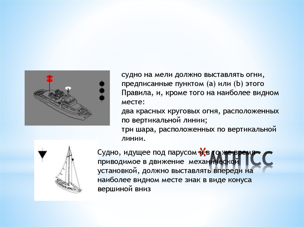 Стимулирование судов. Судно на мели МППСС. Судно на мели огни. Огни и знаки судов. Судно на мели сигналы.