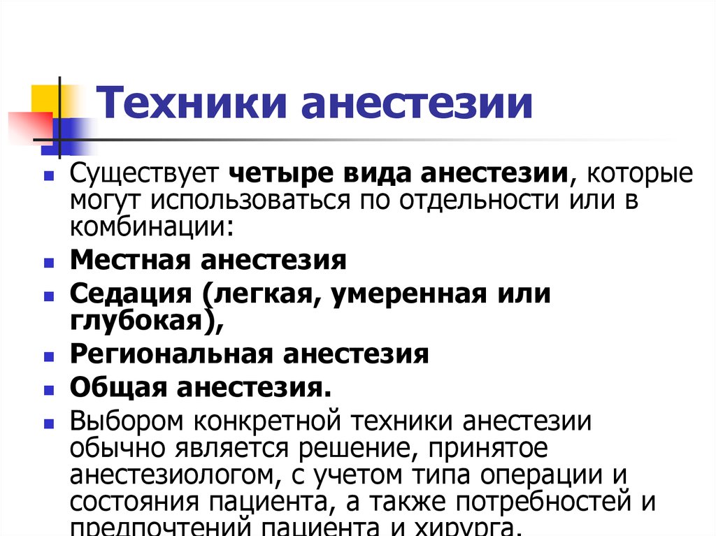 Современное обезболивание. Методика внутривенной анестезии. Техника местной анестезии. Неингаляционная общая анестезия. Подготовка к общему наркозу.