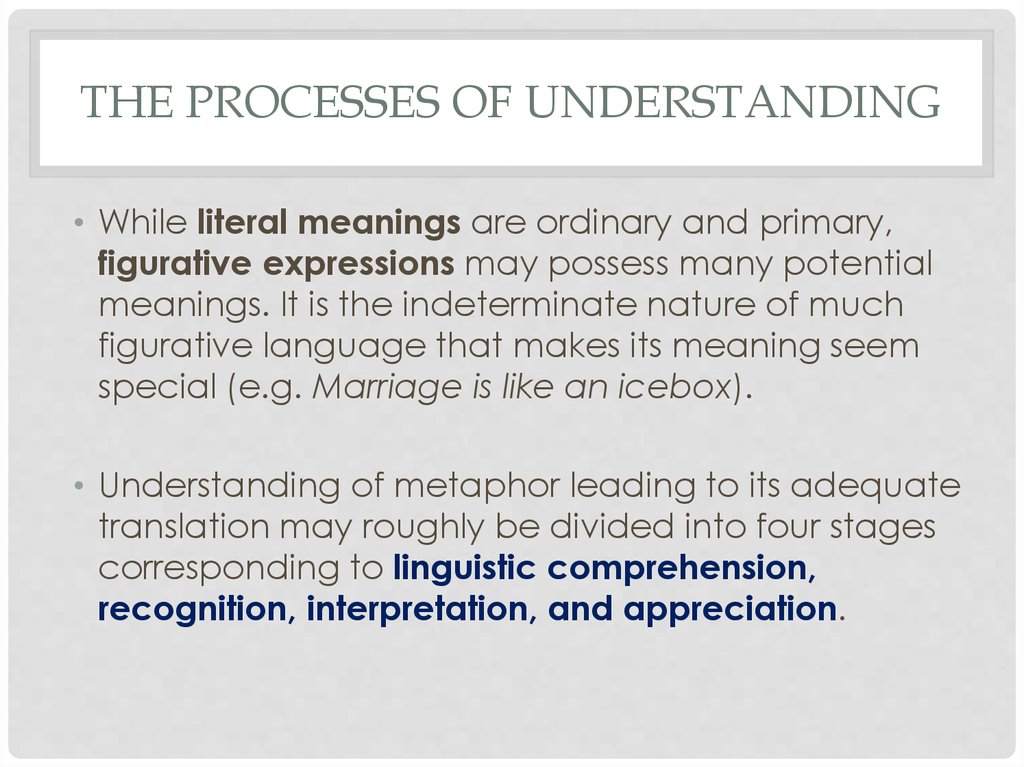 The processes of understanding