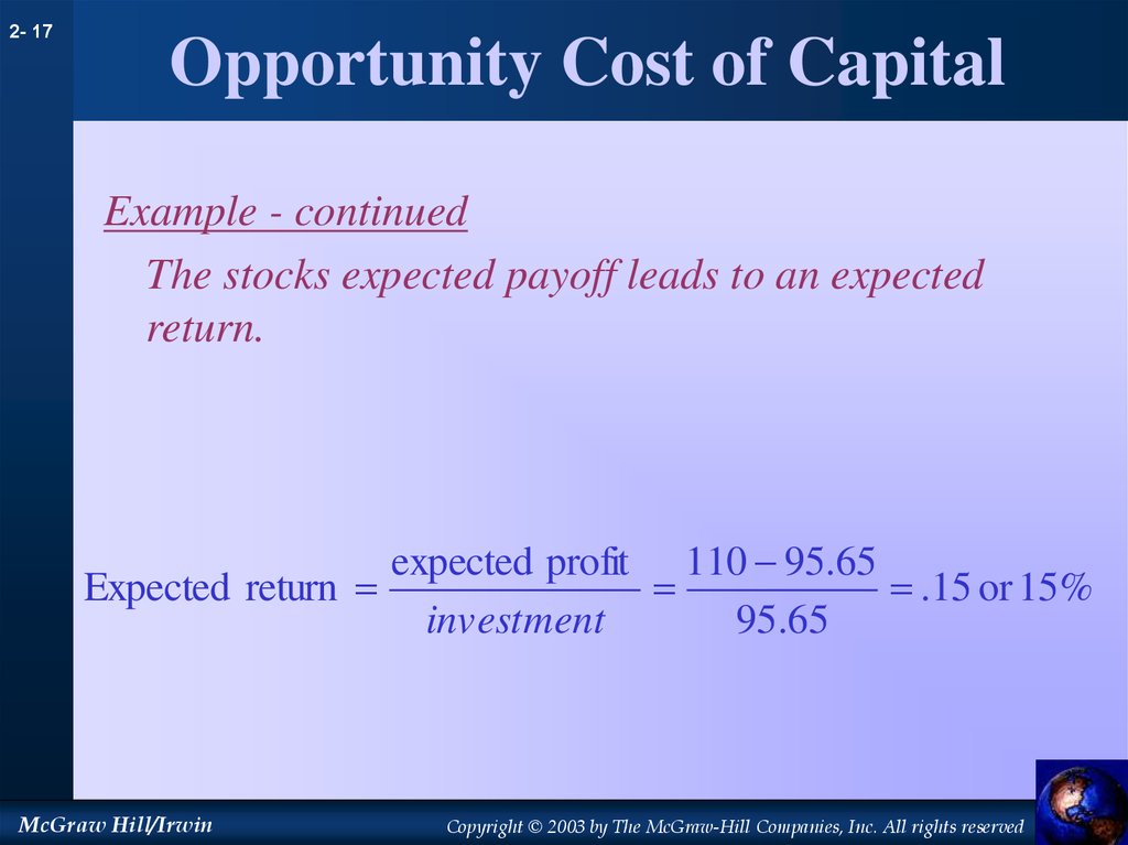 Opportunity Cost Of Capital Example