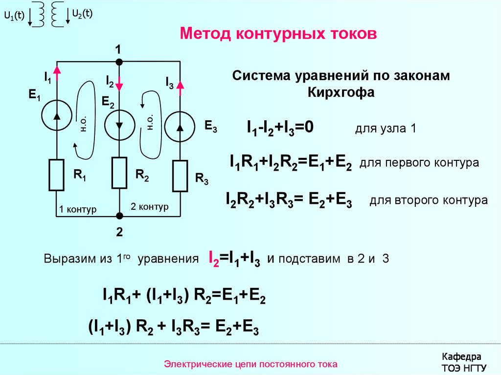 Метод расчета сложных цепей. Первый и второй закон Кирхгофа схема. Метод контурных токов для 3 контуров. Уравнения по 2 закону Кирхгофа для трех контуров.. Метод контурных токов схема.