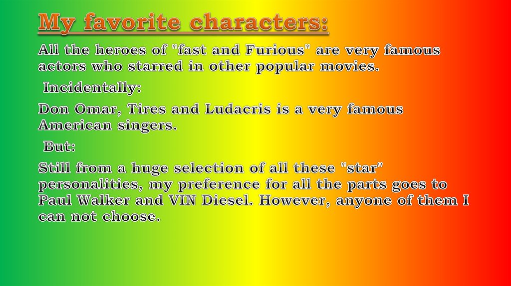 My favorite characters: