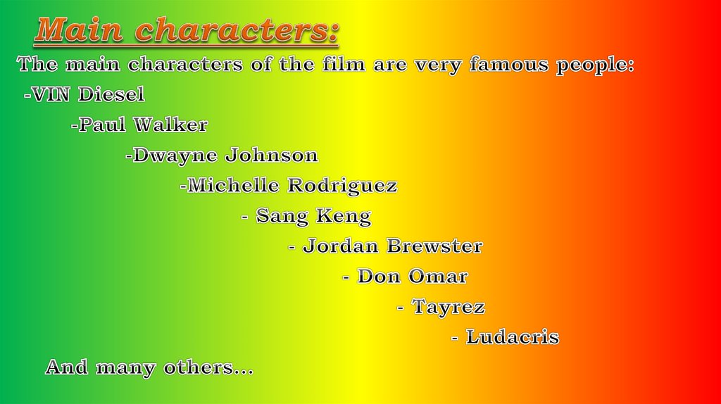 Main characters: