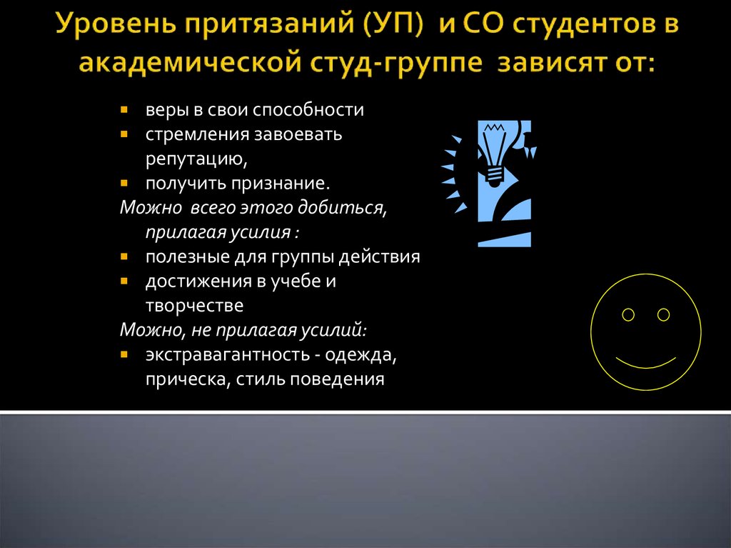 Группы зависимостей. У иногородних студентов уровень притязаний.