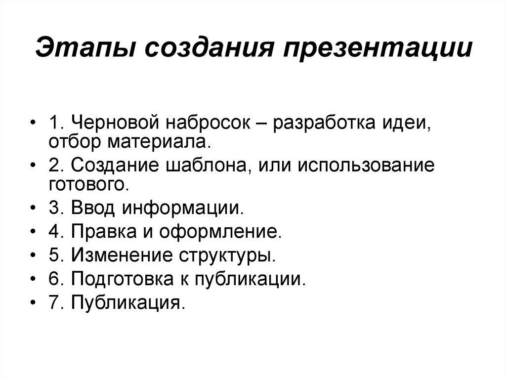 Этапы создания презентации 7 класс