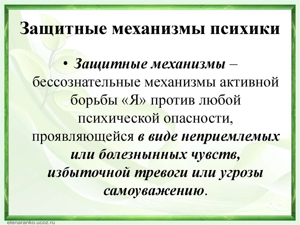 Бессознательные защитные механизмы