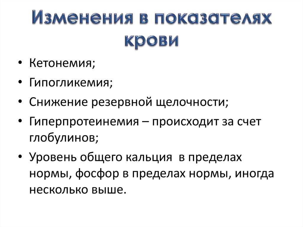 Изменения в показателях крови