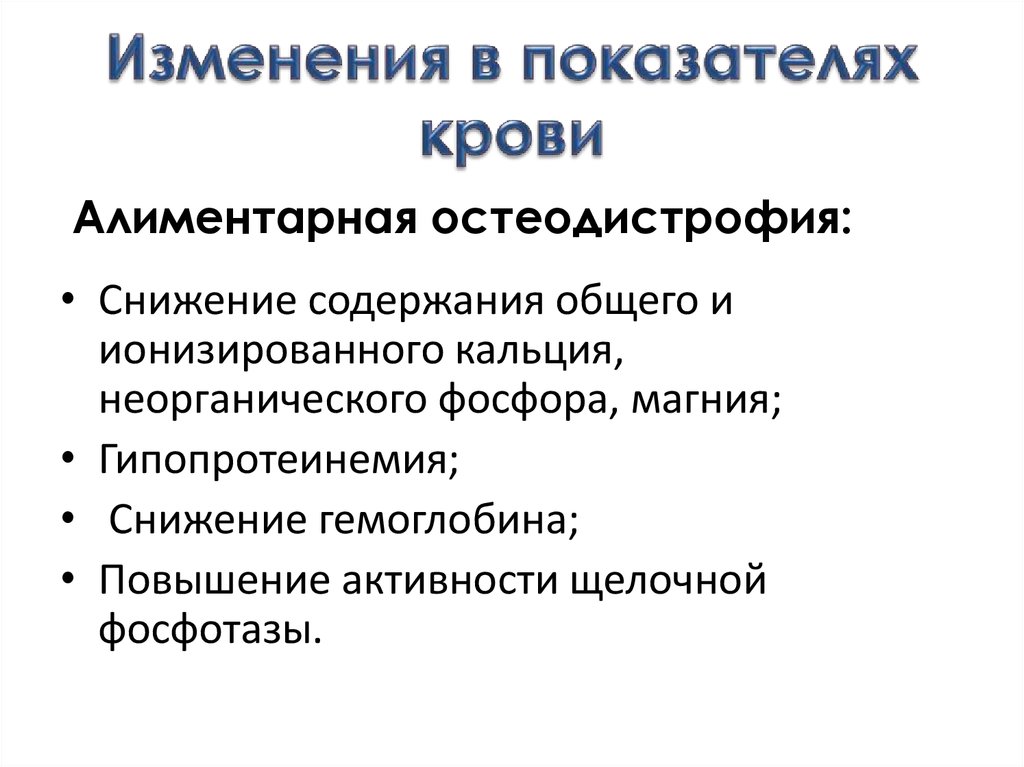 Изменения в показателях крови