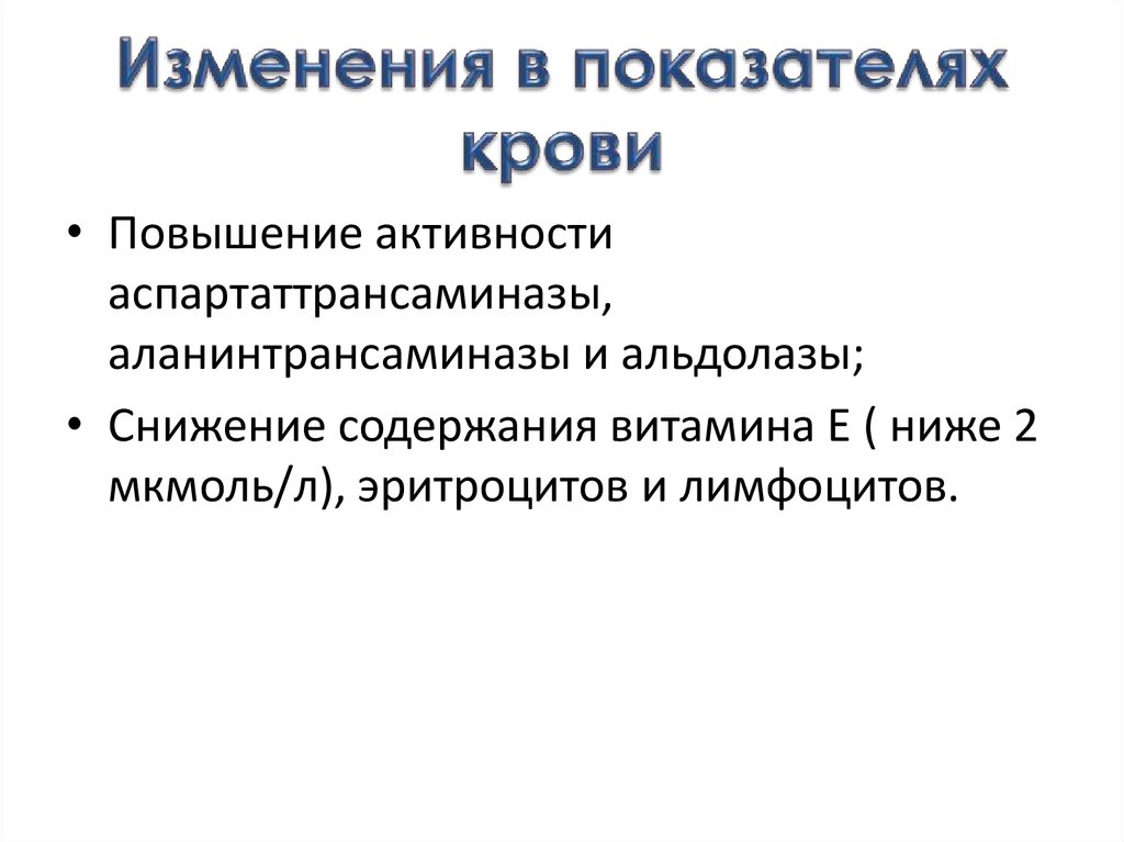 Изменения в показателях крови