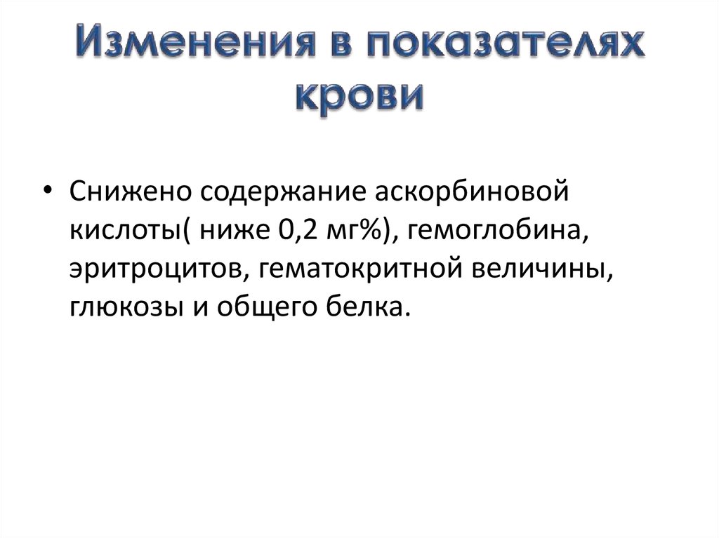 Изменения в показателях крови