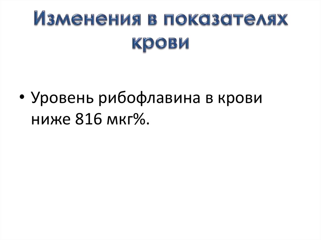Изменения в показателях крови