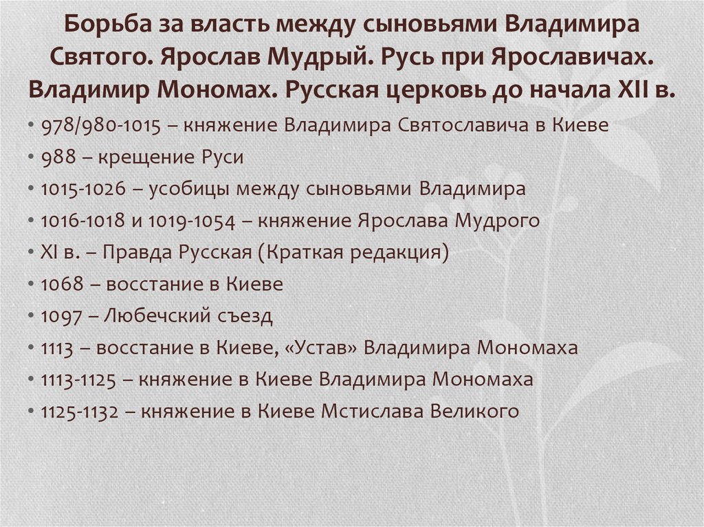 Борьба за власть между сыновьями владимира святого картинки