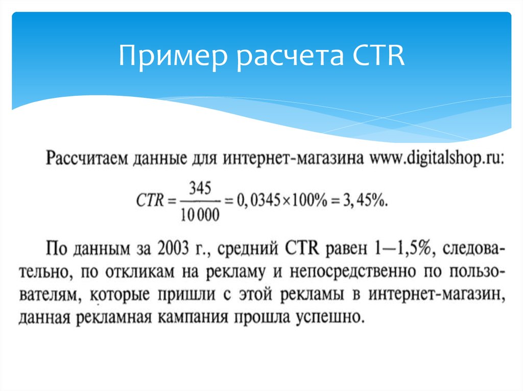 Пример расчета CTR