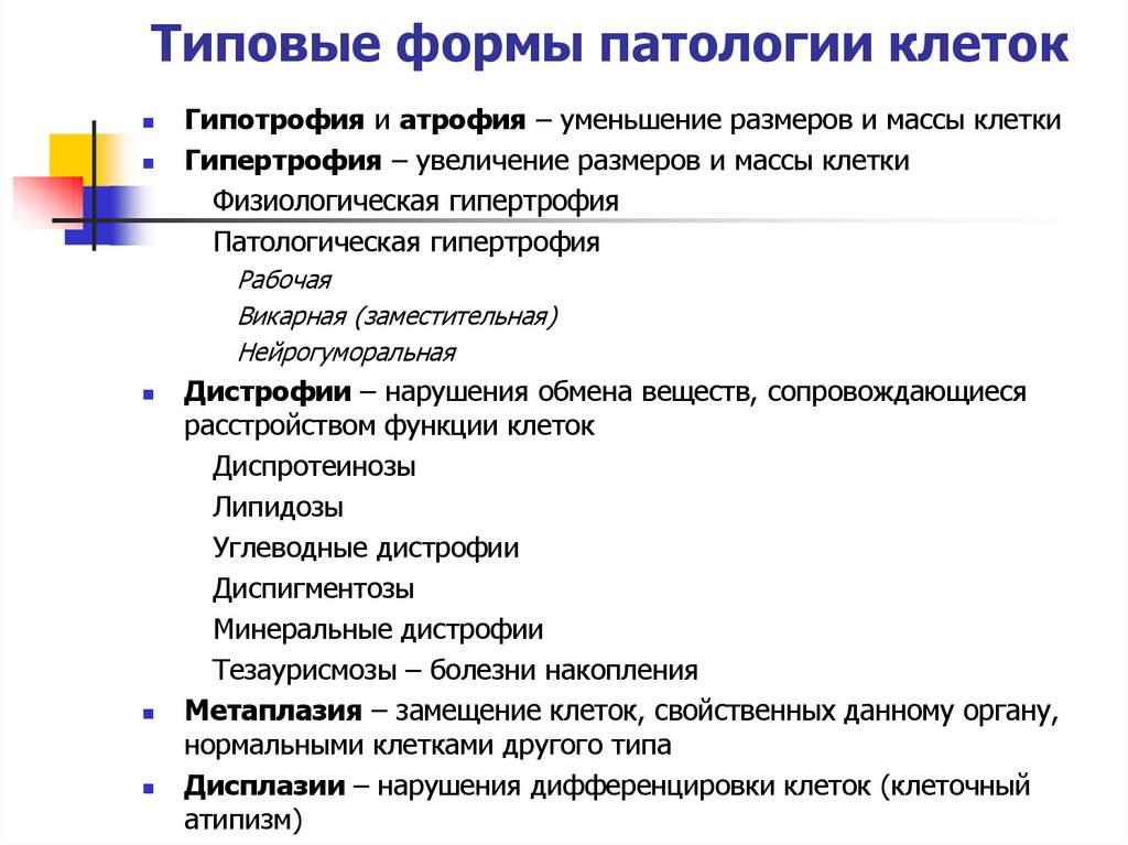 Нарушения клеток. Типовая форма патологии органов и физиологических систем. Типовые формы повреждения клеток. Типовые формы патологии клеток патофизиология. Классификация типовых форм повреждения клетки.