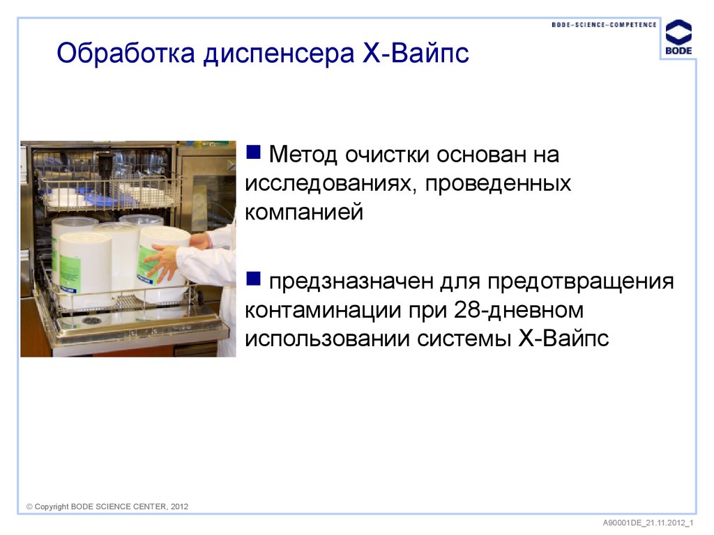 Обработка диспенсера Х-Вайпс  