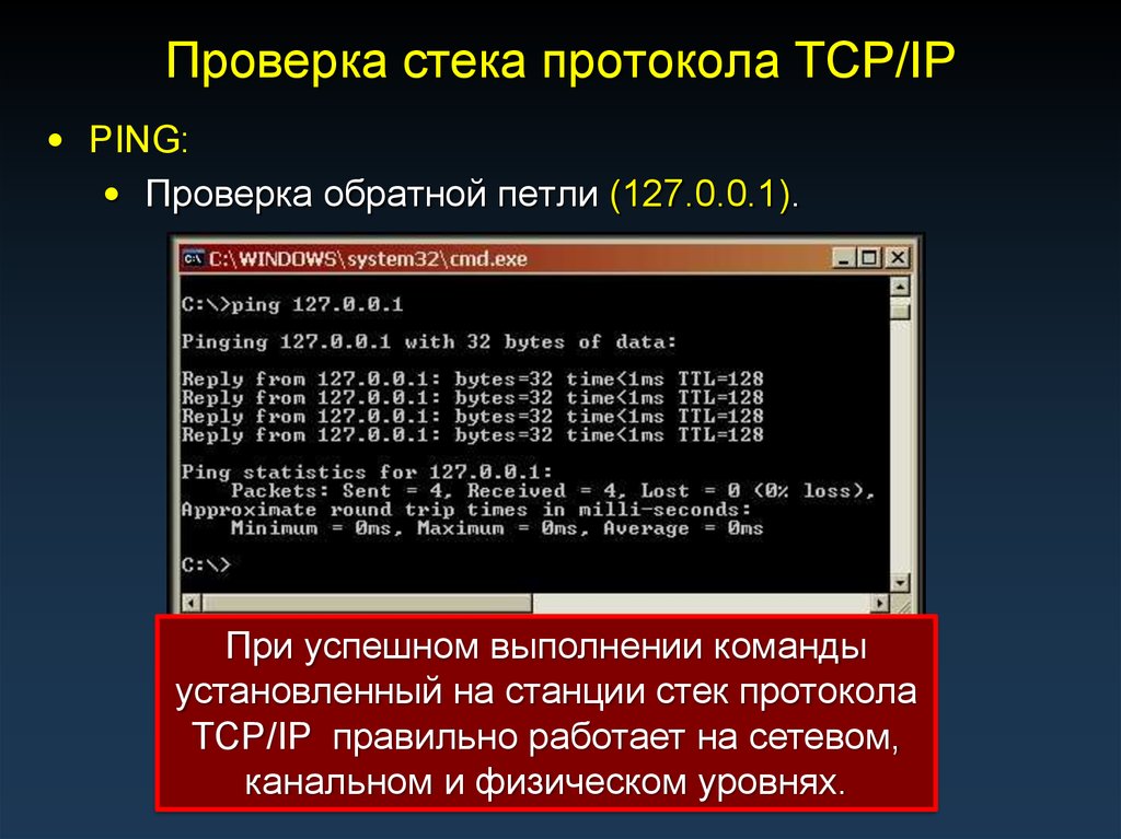 Проверка стека протокола TCP/IP
